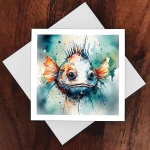 Whimsical "Radiant Grin" Original Blow Fish Art Home Decor
